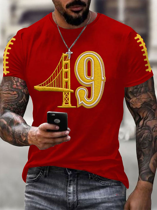 Men's American Football Print Casual T-Shirt