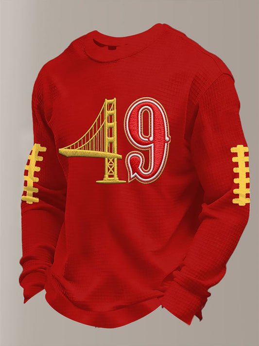 Men's American Football Waffle Knit Casual T-Shirt