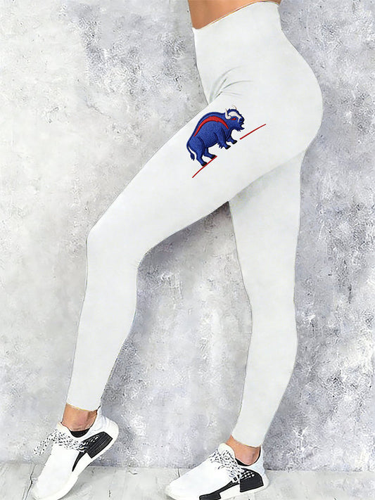 Women's Buffalo Print Football Fans Gameday Casual Velvet Leggings