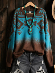 Women's Vintage Western Ethnic Aztec Art  Sweater