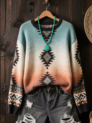 Women's Vintage Western Ethnic Aztec Art  Sweater