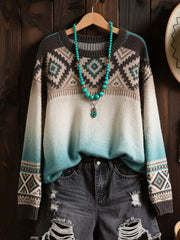 Women's Vintage Western Ethnic Aztec Art  Sweater