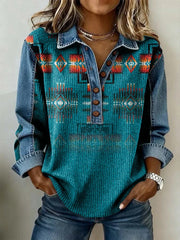 Women's Vintage Western Ethnic Aztec Art Sweatshirt