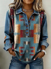 Women's Vintage Western Ethnic Aztec Art Sweatshirt