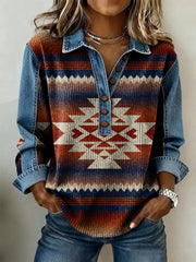Women's Vintage Western Ethnic Aztec Art Sweatshirt