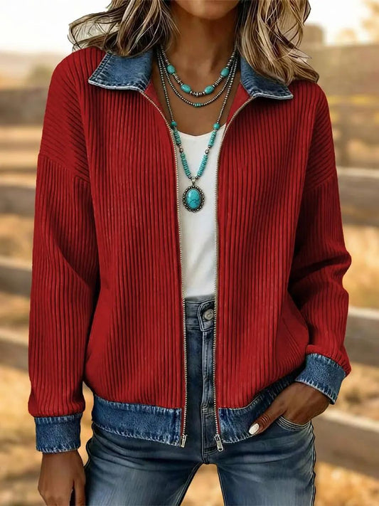 Women's Vintage Western Flower Art Patchwork Denim Jacket