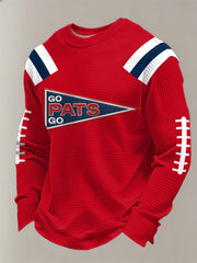 Men's Go Pats Go! Football Fans Gameday Casual Waffle Long Sleeve T-Shirt