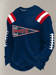 Men's Go Pats Go! Football Fans Gameday Casual Waffle Long Sleeve T-Shirt