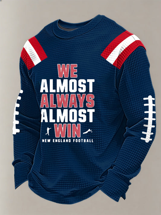 Men's Funny Football Fans Gameday Casual Waffle  Sweatshirt