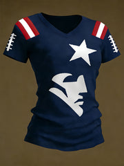 Women's Football Fans Gameday Casual V-Neck Tee