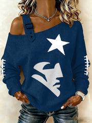 Women's Football Fans Gameday Casual Off-Shoulder Top