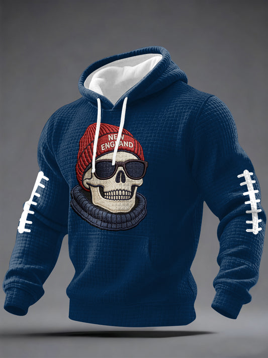 Men's Football Fans Gameday Casual Checkered Cotton Hoodie