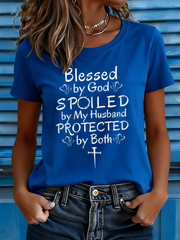 Women's Blessed By God Spoiled By My Huaband Short Sleeve T-Shirt
