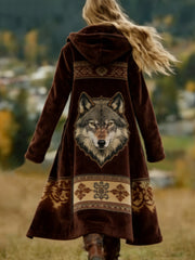 Women's Wolf Dreamcatcher Western Aztec Cozy Cardigan