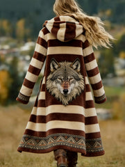 Women's Wolf Dreamcatcher Western Aztec Cozy Cardigan
