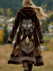 Women's Wolf Dreamcatcher Western Aztec Cozy Cardigan