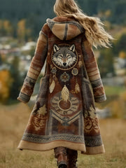 Women's Wolf Dreamcatcher Western Aztec Cozy Cardigan