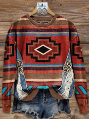 Women's Vintage Aztec Print Regular Sweatshirt