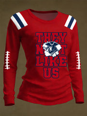 Women's They Not Like Us Gift For Football Fans Gameday Casual Long Sleeve T-Shirt