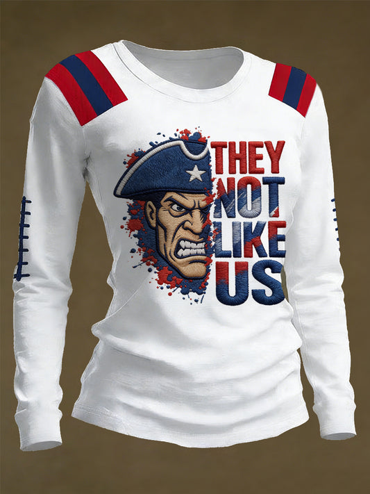 Women's They Not Like Us Gift For Football Fans Gameday Casual Long Sleeve T-Shirt