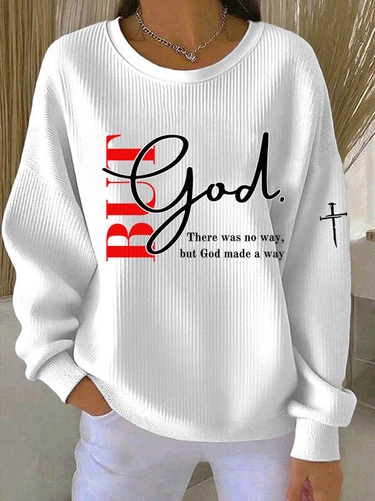 Women's 'But God' Printed Casual Sweatshirt