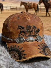 Vintage Western Cowboy Baseball Cap (necklace not included)