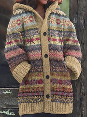 Women's Western Vintage Print Composite Fleece Long Coat