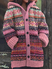 Women's Western Vintage Print Composite Fleece Long Coat
