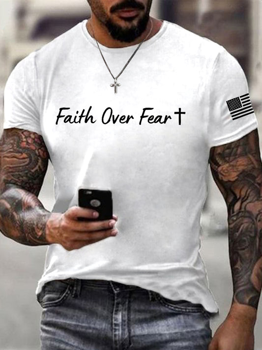 Men's Faith Over Fear Christian Cross Short Sleeve t-shirt