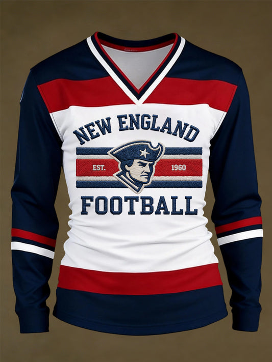 Women's Football Fans Gameday Casual Long-Sleeve V-Neck T-Shirt