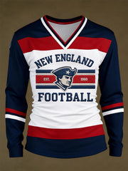 Women's Football Fans Gameday Casual Long-Sleeve V-Neck T-Shirt