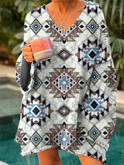 Women's Western Ethnic Aztec Long Sleeve Sweater
