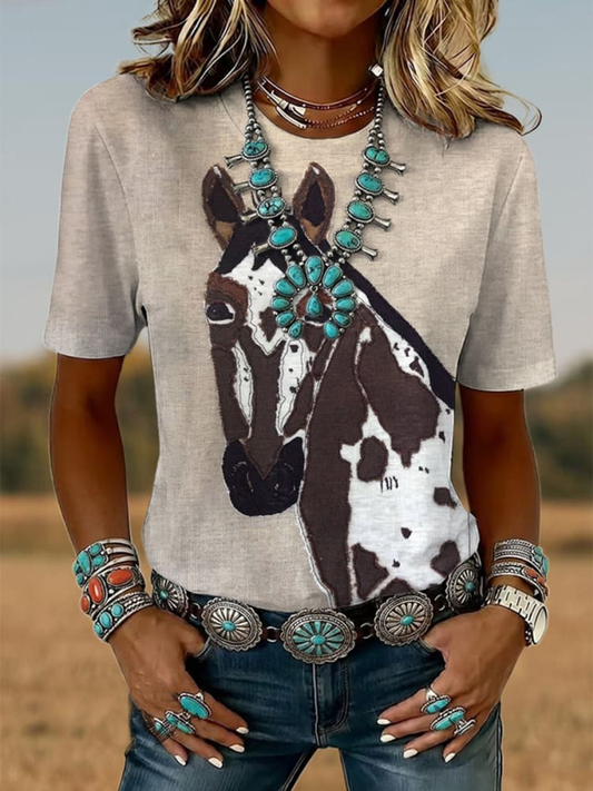 Women's Western Horse Short-sleeved T-shirt