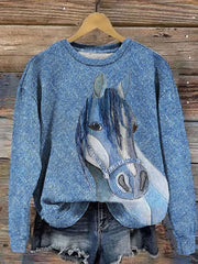 Women's Vintage Horse Art  Sweatshirt
