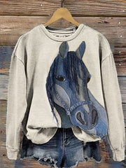 Women's Vintage Horse Art  Sweatshirt
