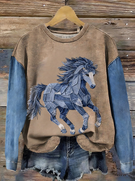 Women's Vintage Horse Art  Sweatshirt