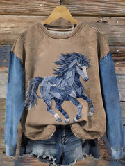 Women's Vintage Horse Art  Sweatshirt