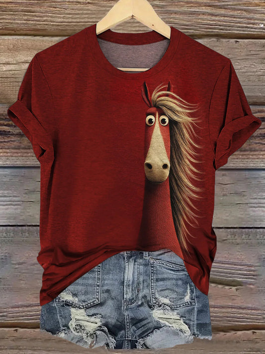 Women's Funny Horse Short Sleeve T-shirt