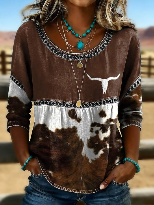 Women's Retro Western Aztec Print Casual Top