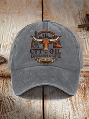 Unisex Retro CTT Oil Exploration & Cattle Print Hat