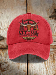 Unisex Retro CTT Oil Exploration & Cattle Print Hat
