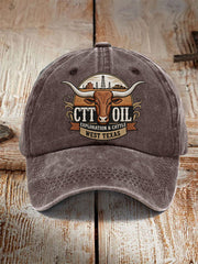 Unisex Retro CTT Oil Exploration & Cattle Print Hat