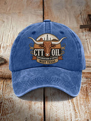 Unisex Retro CTT Oil Exploration & Cattle Print Hat