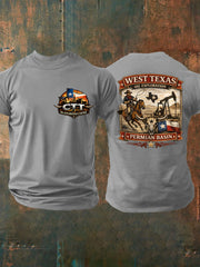 Men's Retro CTT Oil Exploration & Cattle Print Casual Tee