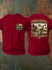 Men's Retro CTT Oil Exploration & Cattle Print Casual Tee