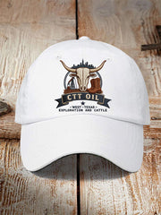 Unisex  Retro CTT Oil Exploration & Cattle Print Hat