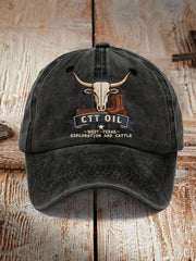 Unisex  Retro CTT Oil Exploration & Cattle Print Hat