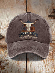 Unisex  Retro CTT Oil Exploration & Cattle Print Hat