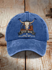 Unisex  Retro CTT Oil Exploration & Cattle Print Hat