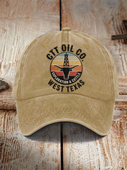 Unisex Retro CTT Oil Exploration & Cattle Print Hat